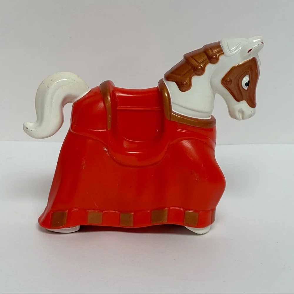 Imaginext White Red Castle Knight Jousting Rolling Horse Fisher Price